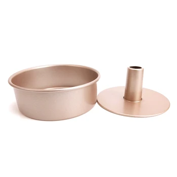 

8 Inch Carbon Steel Round Chiffon Cake Pan Removable Bottom Hollow Chimney Cake Mold DIY Baking Cake Tools