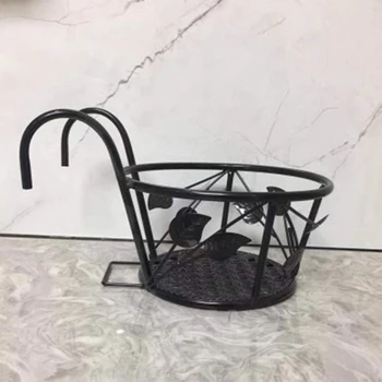 

Outdoor Hanging Basket Storage Portable Fence Iron Rack For Plants Garden Decoration Balcony Patio Flower Pot Home Office Round