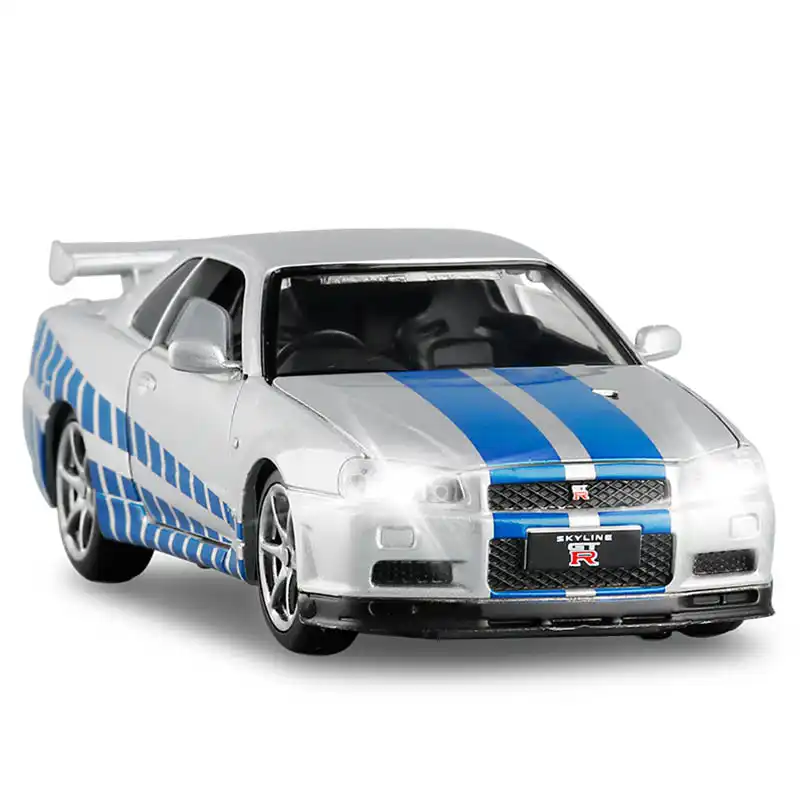 1 32 Alloy Japan R34 Skyline Gtr Die Cast Model Toy Car Simulation Sound Light Pull Back Toys Vehicle Diecasts Toy Vehicles Aliexpress