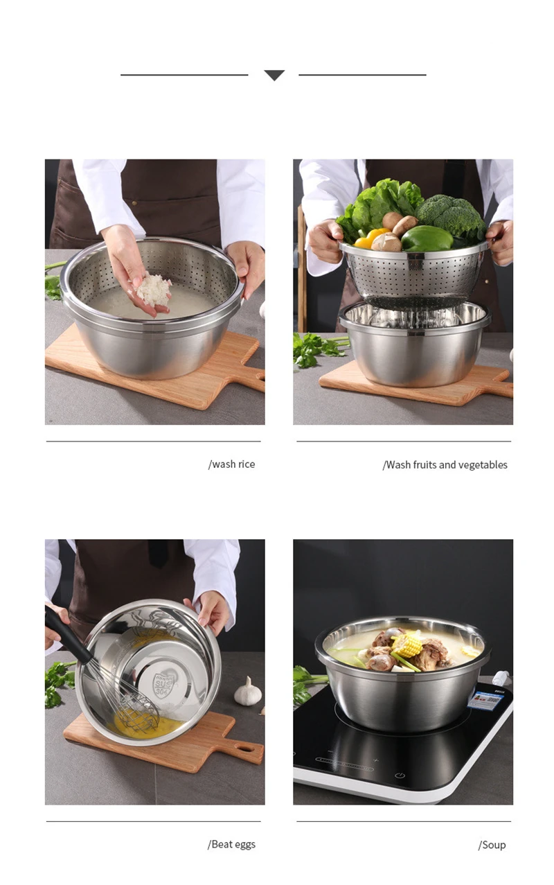 Multifunctional Stainless Steel Basin Grater - Salad Cutter Bowl-7 In 1 Julienne Slicer, Multifunctional Stainless Steel Colander Drain Basket For Cooking Prepping Food Storage