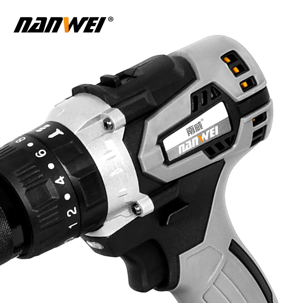 NANWEI 21V 13mm Cordless Drill Industrial Grade Brushless Impact Drill 1/2