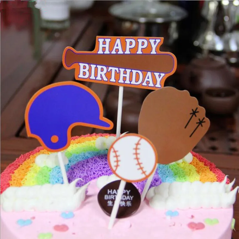 4 шт./компл. Футбол Бейсбол День Рождения Кекс Топпер милый Баскетбол бумажный Топпер на торт для дня рождения Спортивное праздничное украшение торта - Цвет: basketball