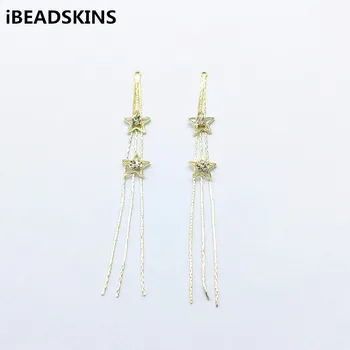 

New arrival! 93x10mm 50pcs Zircon/chain with Star shape Charm for Earrings parts,hand Made Earrings Findings Jewelry DIY
