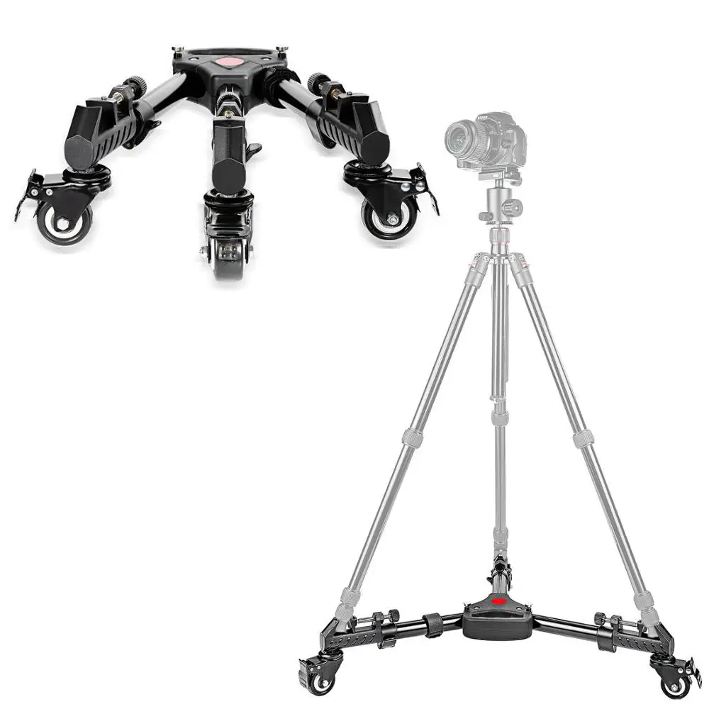 Photography Professional Heavy Duty Tripod Dolly with Rubber Wheels and