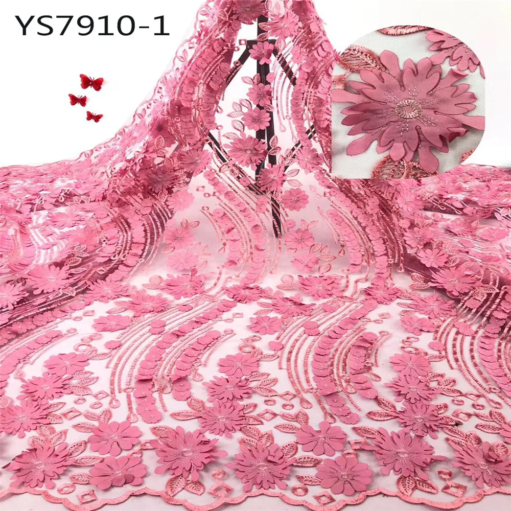 Заводская цена Красивая вышивка маленькие цветы 3D дизайн Дубай кружевная ткань для платья