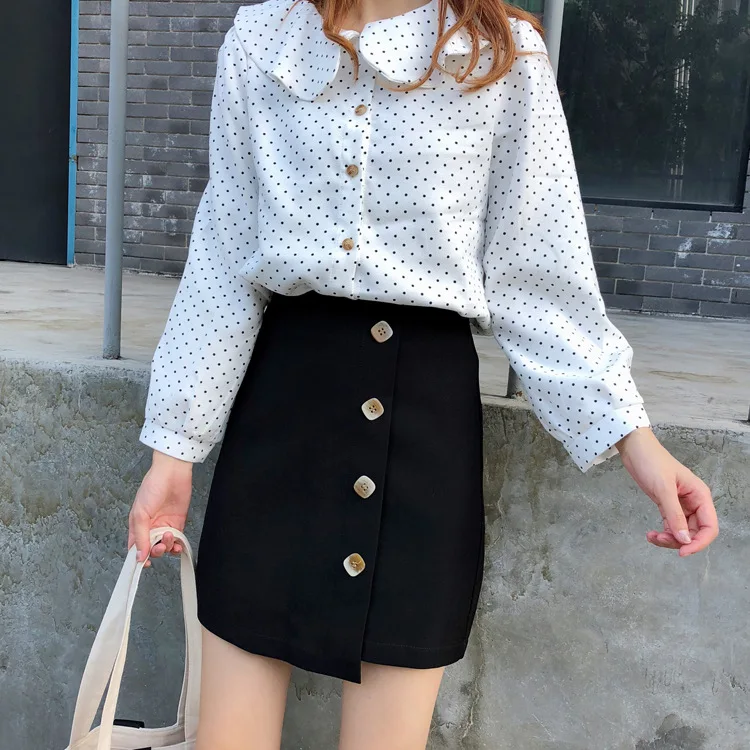 

Photo Shoot 2019 Spring New Style High-waisted CHIC Short Skirt Students A- line Skirt Irregular Skirt Skirt Women's