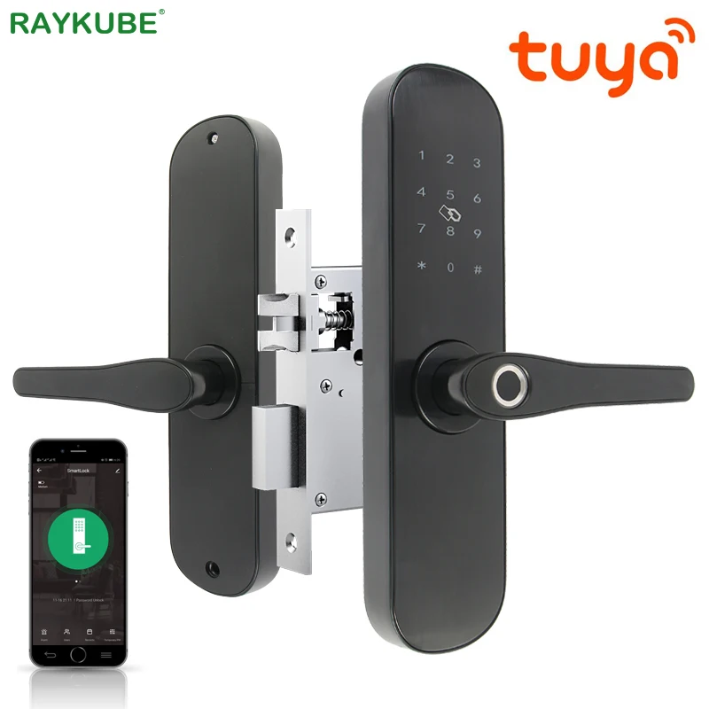 RAYKUBE Wifi дверной замок с отпечатком пальца Tuya приложение разблокировка без ключа