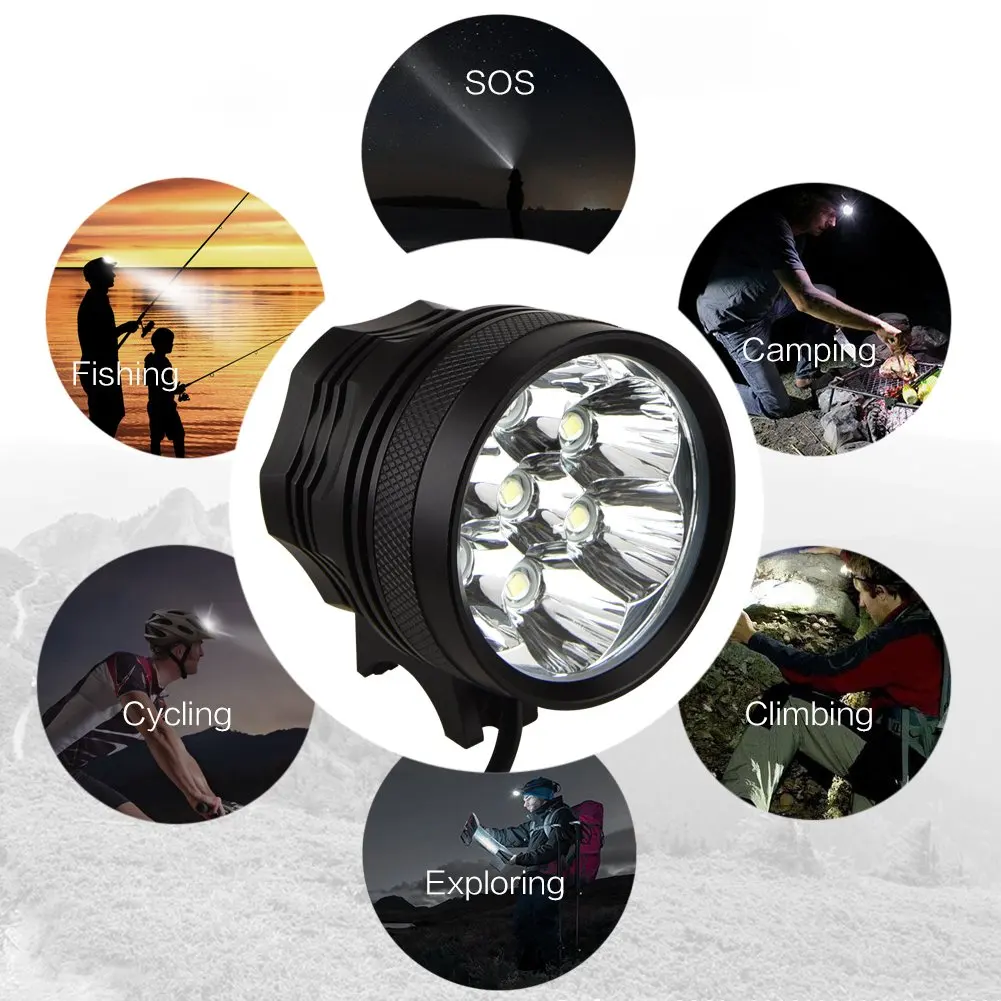 10000 Lumens Bike Headlight 7*XML-T6 LED Bicycle Front Light Mountain Road Cycling Front Lamp Bicycle Accessories