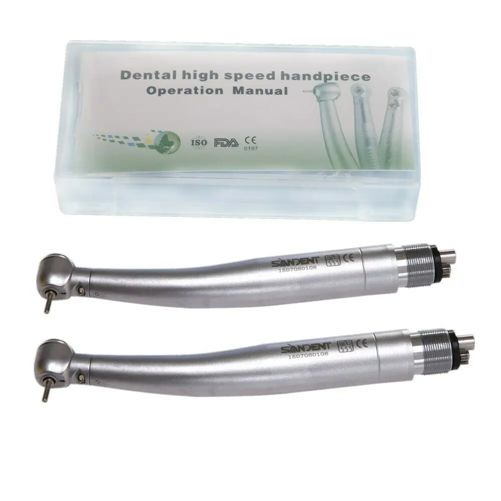 

2PCS Dental Fiber Optic LED Torque Turbine Self power High Speed Handpiece 4 holes Fit Kavo