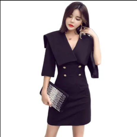 black split sleeve blazer dress