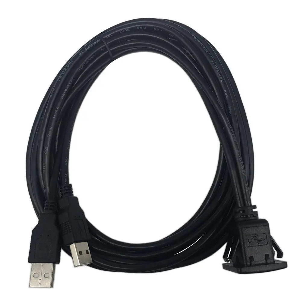 USB2.0 кабель для скрытого монтажа 1 м/2 м двойной/одиночный USB порт расширение смывной приборной панели монтажный кабель для автомобиля лодки мотоцикла - изображение