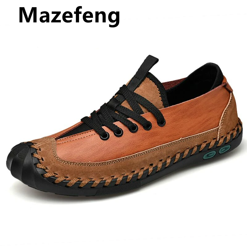 

Mazefeng New Men Leather Casual Shoes Men's Luxury Brand Design Handmade Loafers Man Casual Shoes Leather Moccasin Boat Sneakers
