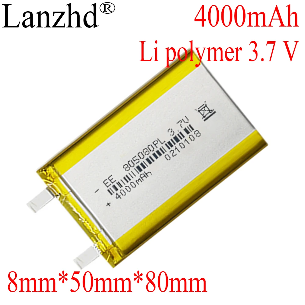 

5-40PCS 3.7V Battery Polymer Lithium Li Po Batteries For Mp3 MP4 MP5 GPS PSP mobile PAD MID DVD Power bank PC 4000mAh 8*50*80mm