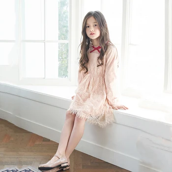 

Fashion 2020 New Arrival Girls Spring Dresses Long Sleeve Cute Princess Dresses Baby Girls Lace Embroidered Dresses, #8354