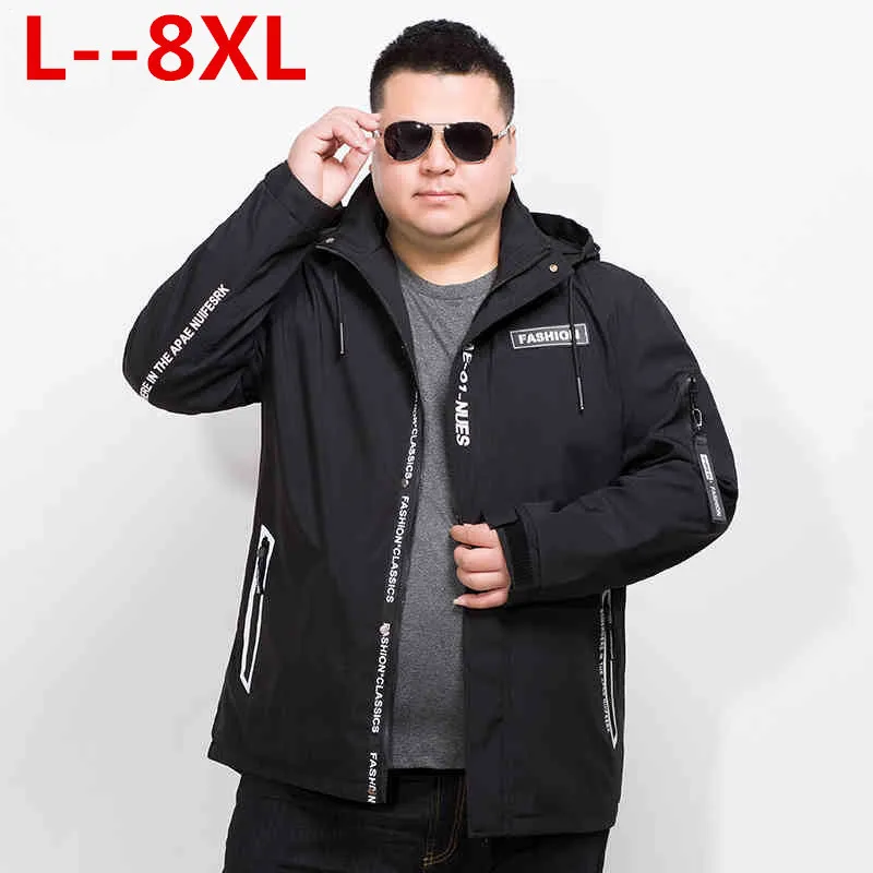 8XL 6XL весна осень Мужская Повседневная камуфляжная куртка с капюшоном мужская