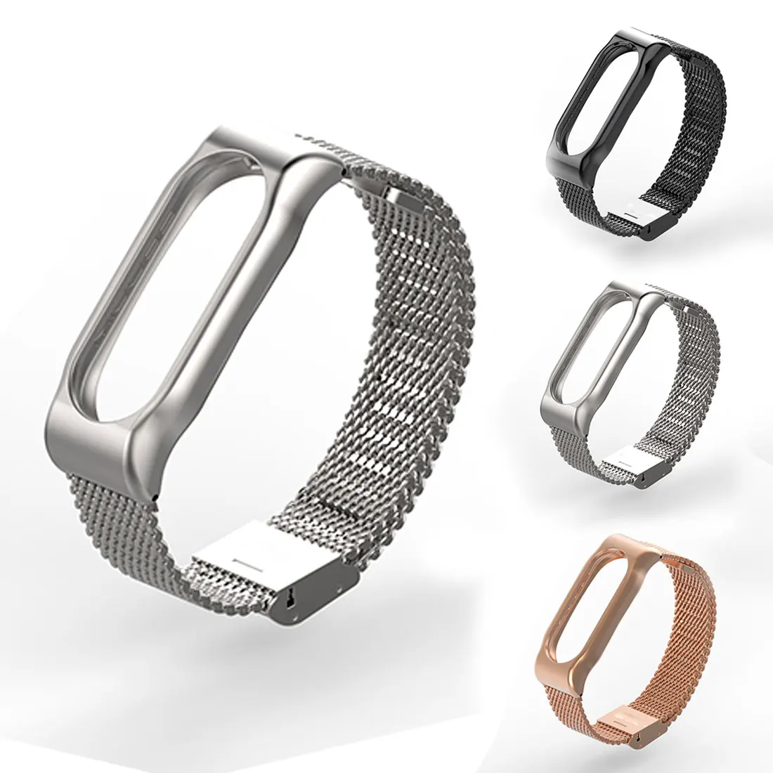 

Wrist Strap for Xiaomi Mi Band 2 Metal Strap Wristband Screwless Magnetic Automatic Buckle for Mi Band Bracelet Stainless Steel