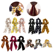 Винтажные шарфы для волос для женщин хвост лук бант резинки для волос галстук лента аксессуары для волос 12 шт