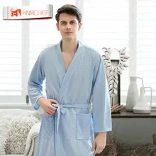 HNMCHIEF Ночная рубашка Женский Летний большой размер Вафельный Халат для пар семиточечный рукав водопоглощающие быстросохнущие пижамы Тонкий