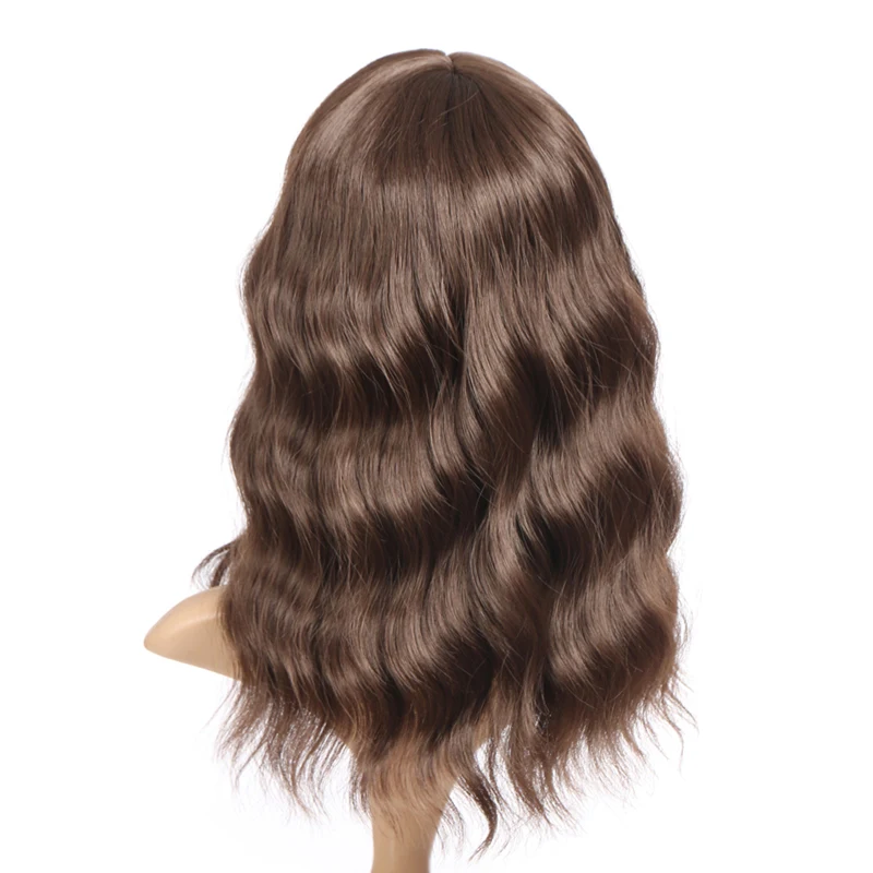 VICWIG Women's 16Inch Cosplay Wig With Bangs  Pink  Blue Golden Purple Brown Gray Curly  Hair Heat-resistant Synthetic Hair
