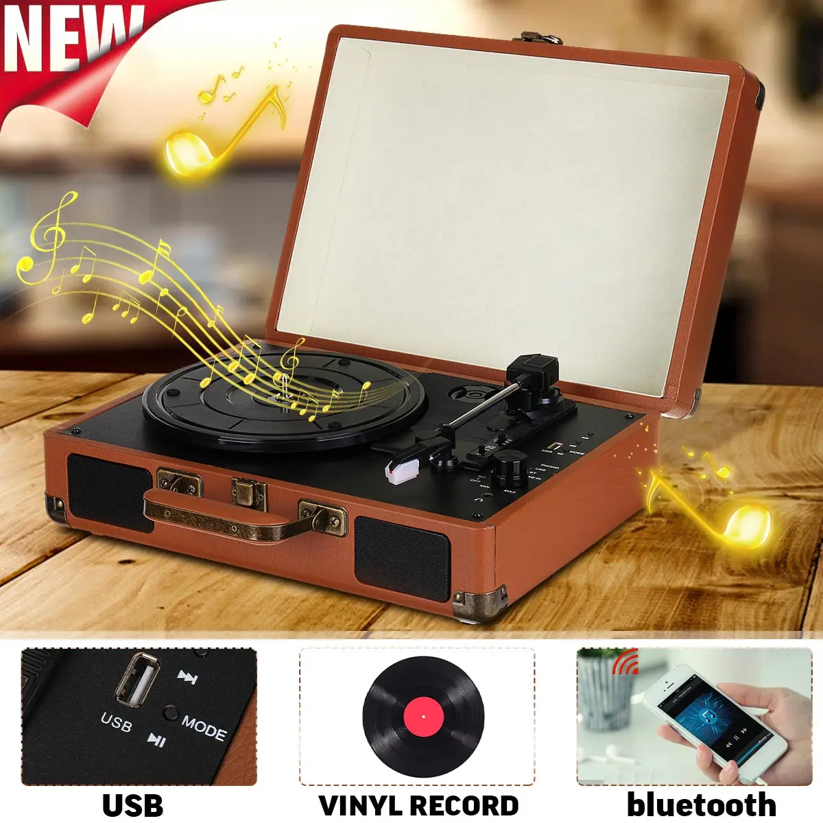 3 IN1 музыкальный проигрыватель Проигрыватель виниловых колонки винтажный граммофон Проигрыватель стерео звук для 33/45/78 оборотов в минуту, запись|Виниловые проигрыватели| | АлиЭкспресс - Что подарить мужчине на 23 февраля