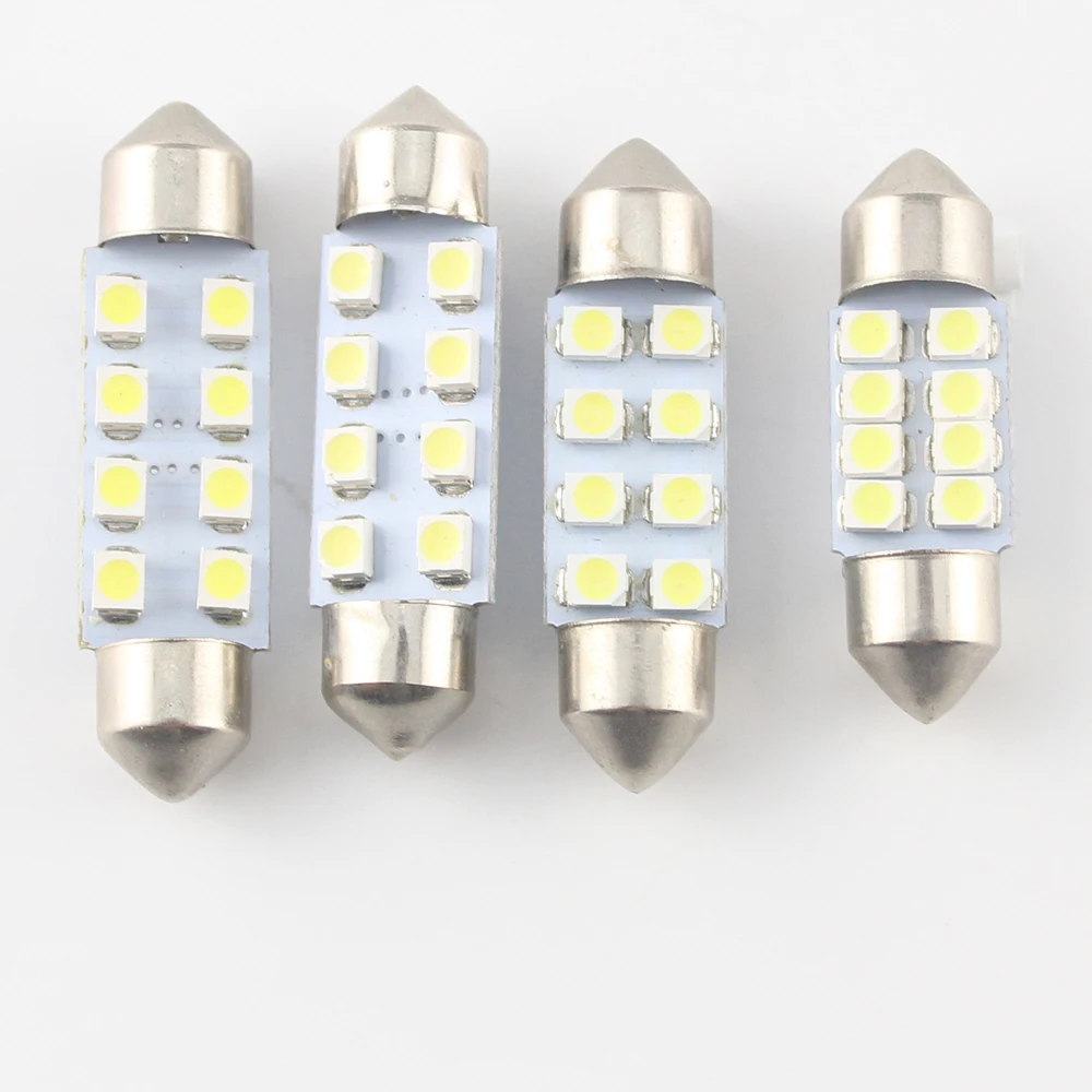 YM E-Bright 500 шт. C5W светодиодный купольный светильник с фестонами, лампа для номерного знака, автомобильный светильник s 12 в 31 мм 36 мм 39 мм 41 мм 1210 3528 8 SMD 8 светодиодный Белый