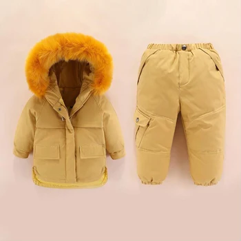 

-30 degrees winter children's down jacket suit 1-2-3-4 years old boys girls down jacket + pants sets baby snowsuit winter sets