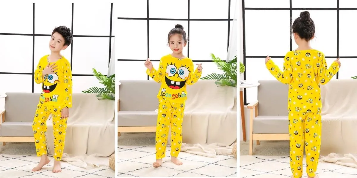 [Men And Women Celebrity Style] Big Boy Autumn Set CHILDREN'S Pajamas Long Sleeve Cartoon Kids Pajamas Tracksuit Short Sleeve