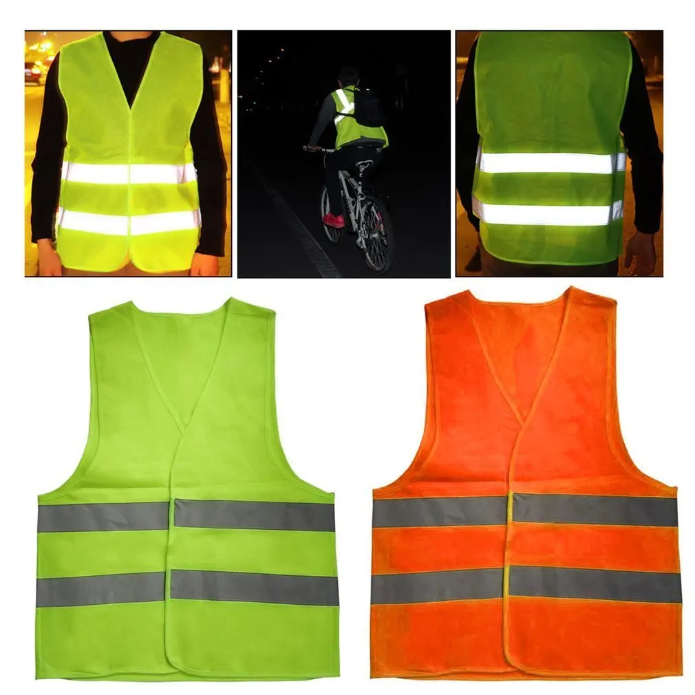 

High Visibility Yellow Vest Reflective Safety Workwear for Night Running Cycling Man Night Warning Working Clothes Fluorescent