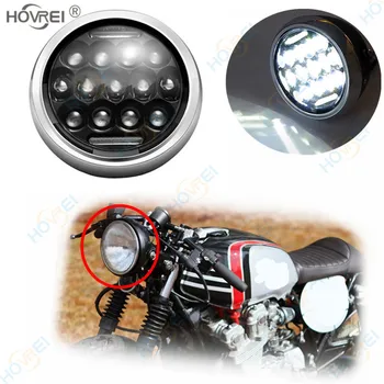 

7.5" universal retro Motorcycle LED Headlight Hi/Low beam Angel Eye DRL Daytime Running Light Headlamp for Harley honda CB400