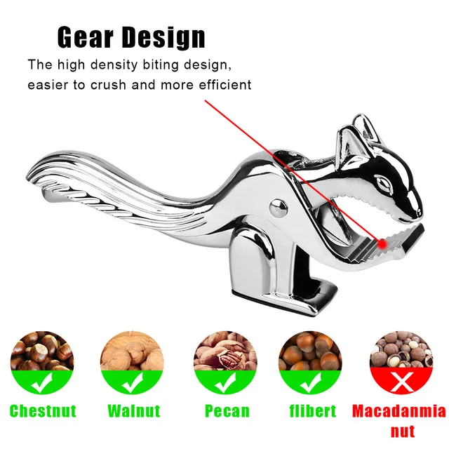 Innovative and stylish, the Sheller Opener Squirrel Shape Pine Pecan Hazelnut Plier Quick Walnut Cracker Almond Nut Pecan Nuts Nutcracker Multi-Function is the ideal tool for easy nut cracking.