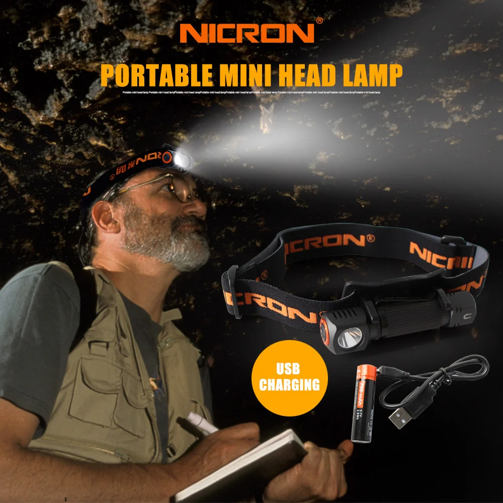 NICRON перезаряжаемые светодиодные мини фары 450Lm 90 м Дальний свет Водонепроницаемый