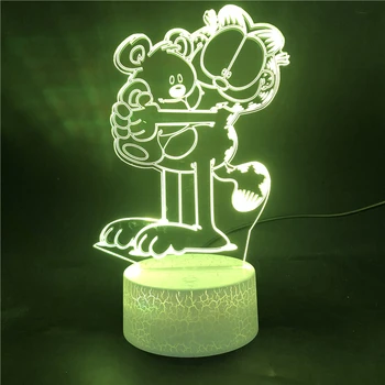 

3D Cartoon Cute Garfield Holds A Pet Led Night Light Table Decoration Bluetooth Nightlight Dropship Bright 7 Colors Child Toy