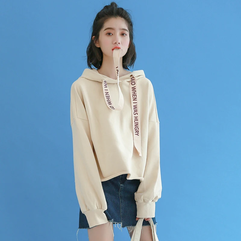

Women's Plus Velvet Thick Hoodies Autumn and Winter New Korean Version of The Loose Wild Student Hooded Sweatershirt ML005