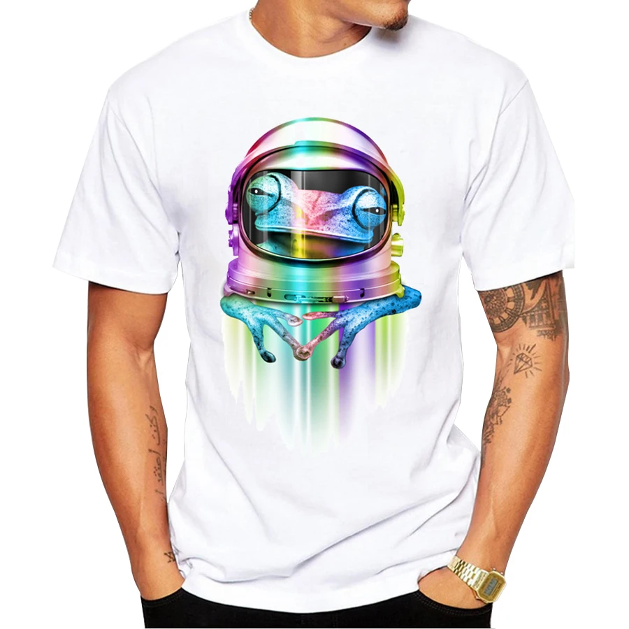 

Newest 2020 Astronaut Frog Men's Fashion Print T-shirt Summer Cool Breathable T Shirt Hipster High Street Tee Shirts