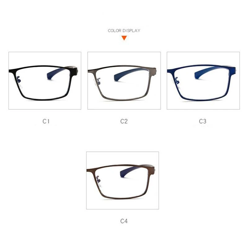 Full Frame Square Myopia Glasses With Degree Metal Anti-blue Light Prescription Spectacles 0 -0.5 -0.75 -1.0 -1.5 -2.0 To -6.0