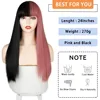 Pink and Black Wig Long Straight hair Cosplay Wig Two Tone Ombre Color Women Synthetic Hair Wigs ► Photo 2/6