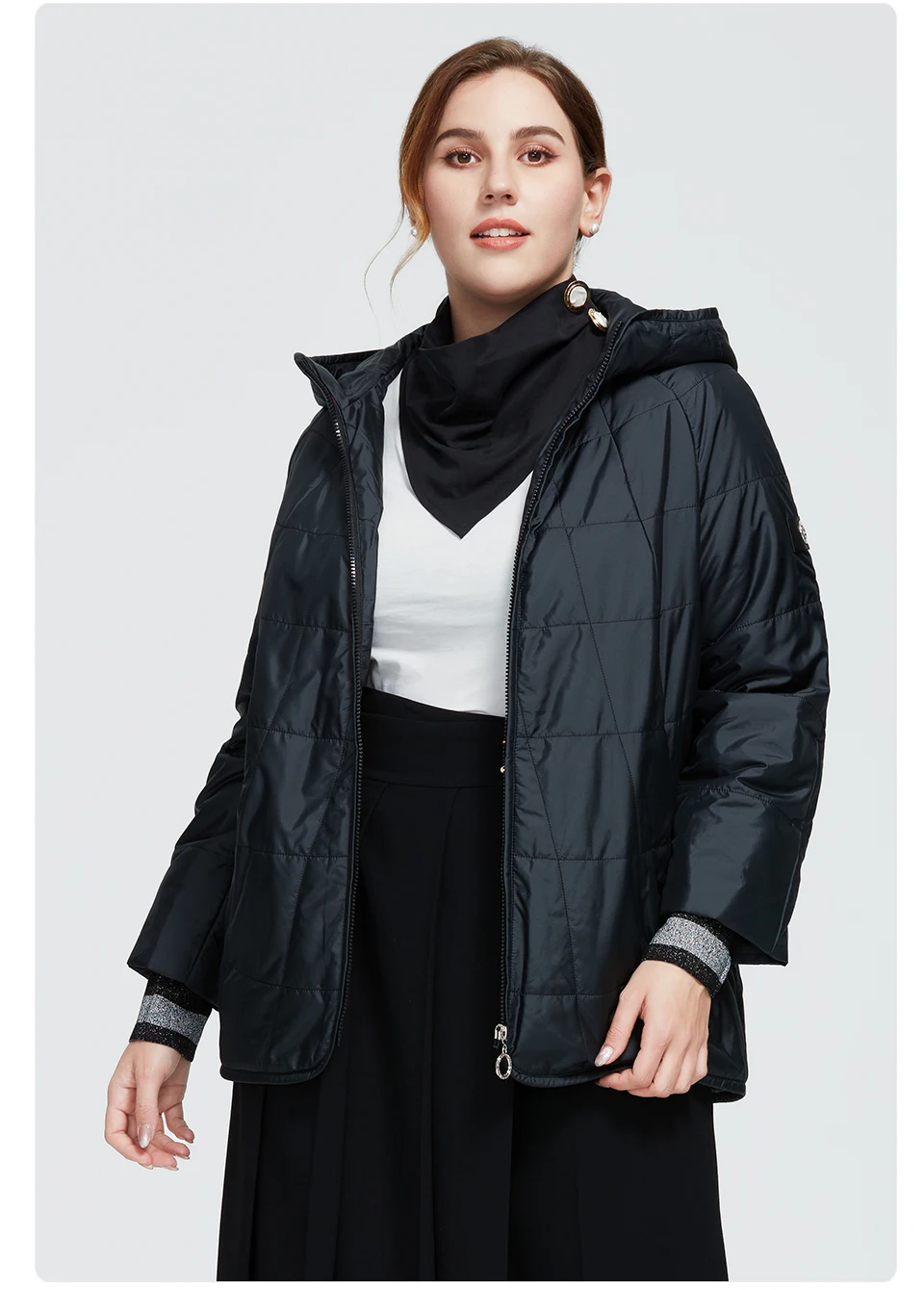 Astrid 2020 New Autumn Winter Womens coat women Windproof warm parka Plaid fashion Jacket hood large sizes female clothing 9385