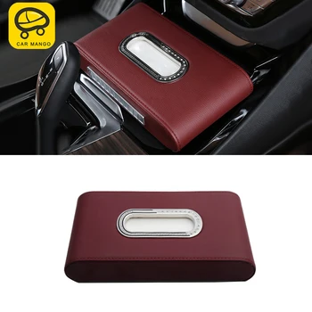 

CARMANGO Car Leather Tissue Box Napkin Paper Container Case Phone Number Plate Accessories for BMW 1 3 5 7 Series X1 X3 X4 X5 X6