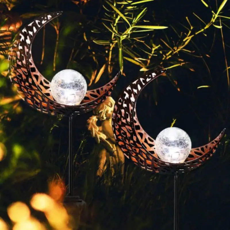 Led Lawn Solar Moon Light Glowing Outdoor Garden Decoration Lamps Waterproof Flame Landscape Lights