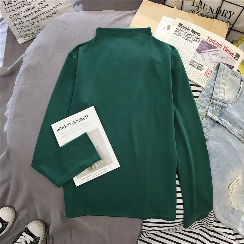 Женская футболка на весну и осень, Harajuku, футболка с вышитыми буквами, водолазка с длинным рукавом, тонкие футболки, женские черные, белые футболки - Цвет: Xian 254 lv