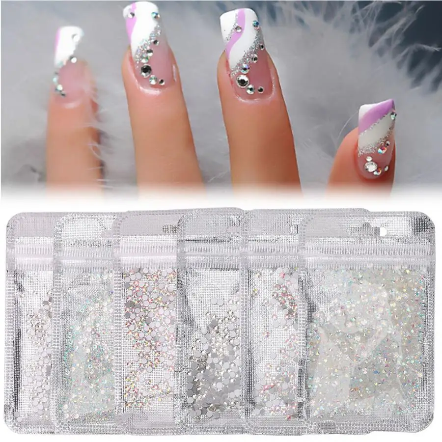 Nail Polish 1000Pcs Nail Art Rhinestones Colorful Flat Bottom Nail Decoration Rhinestones Manicure Tool Rhinestones