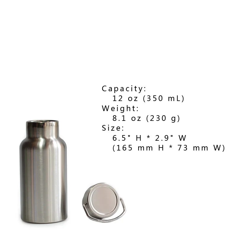 350mL 12oz Полный термос из нержавеющей стали с двойными стенками вакуумная Изолированная бутылка для воды фляжка из нержавеющей стали для воды стакан BPA бесплатно - Цвет: 350mL 12oz