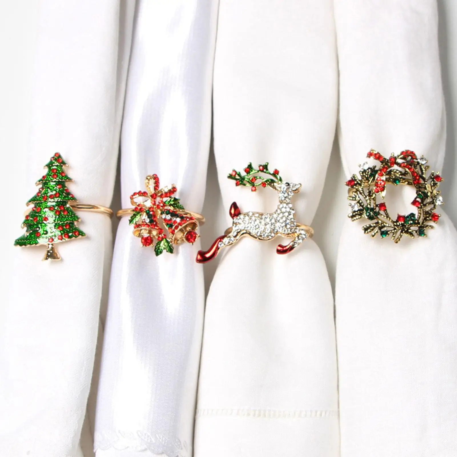 High-end Christmas Tree Napkin Ring Bow Flower Wreath Mouth Hotel Sample Room Set Table Buckle Buckl |
