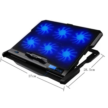 

12-16 Inch Laptop Stand Laptop Cooling Pad 6 Cooling Fans With Dual USB Ports Lightweight LCD Display Laptop Cooler