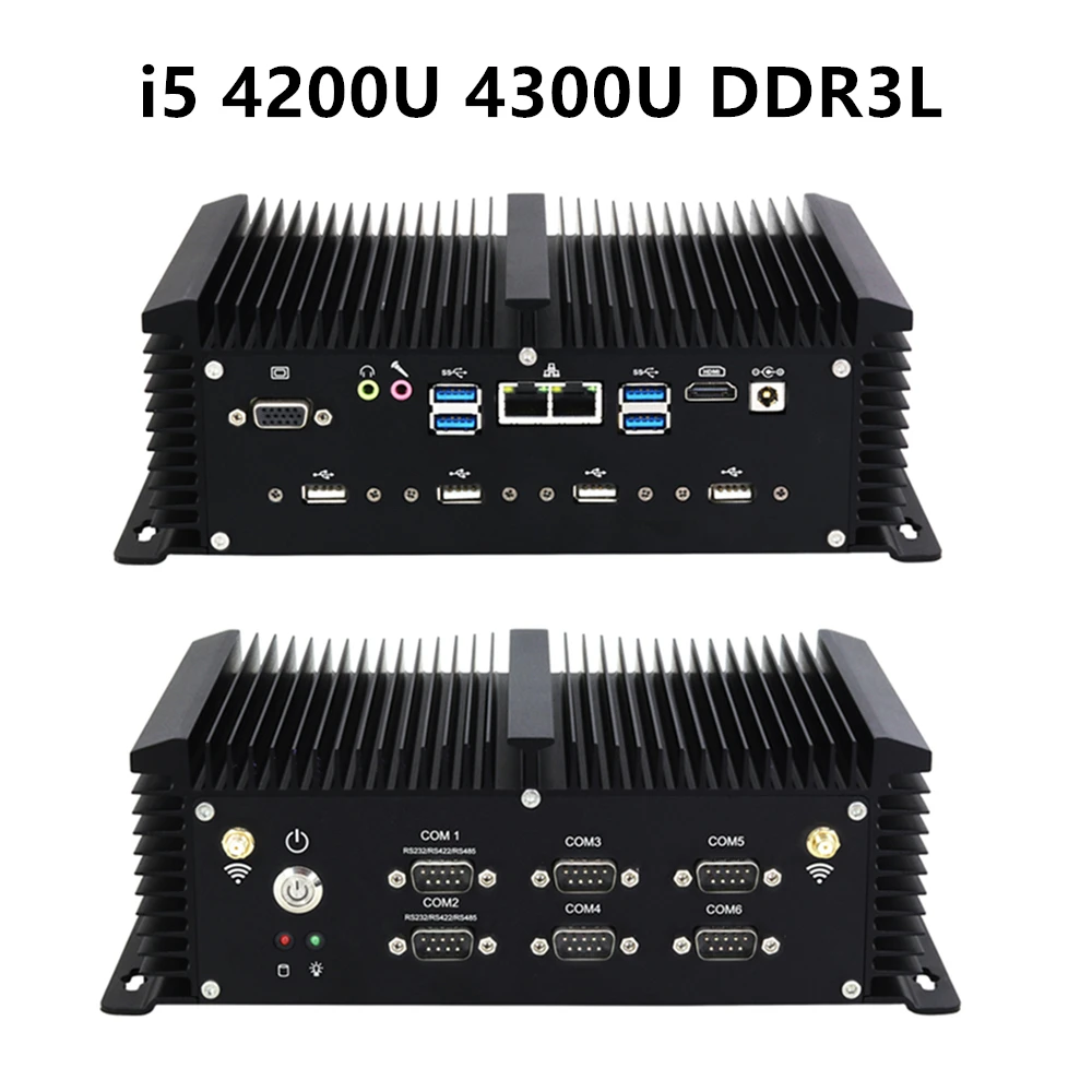 i5 4200U 4300U DDR3L Безвентиляторный промышленный ПК Intel i5 8350U i7 7500U Настольный Мини компьютер Linux Ubuntu(убунту-операционная система 6* COM 8* USB 2* LAN HDMI VGA GPIO DDR4 SIM 4 аппарат не привязан к оператору сотовой связи - Цвет: i5 4200U 4300U DDR3L