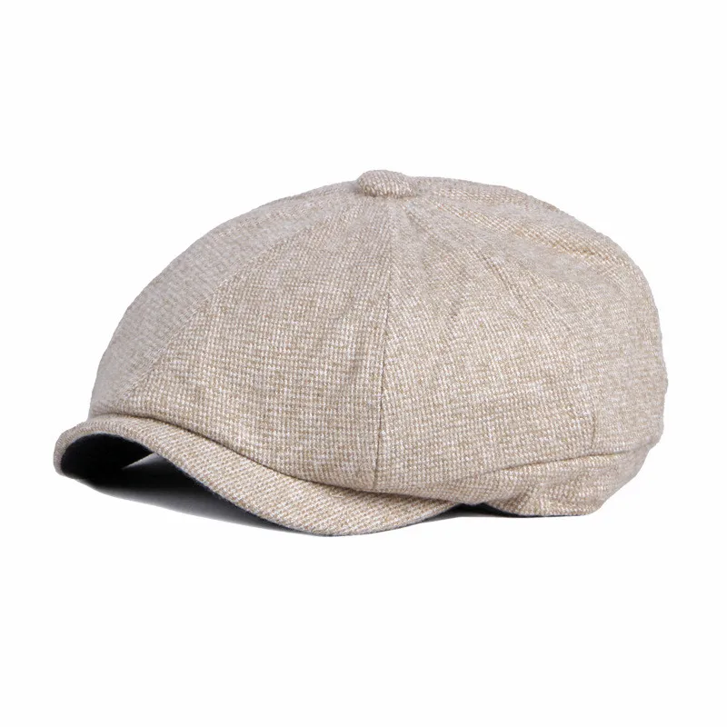 

LDSLYJR Autumn Winter Polyester Solid Color Newsboy Caps Flat Peaked Cap Men and Women Painter Beret Hats 47