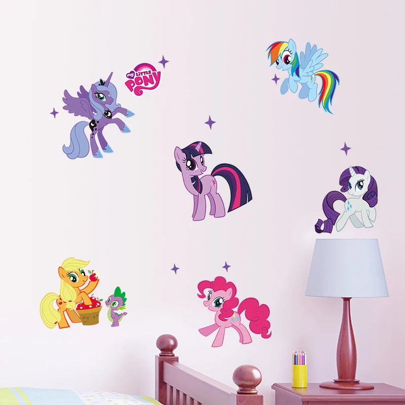 cartoon pony wall stickers for kids rooms children bedroom decoration wall decals girl's room birthday gift refrigerator decor