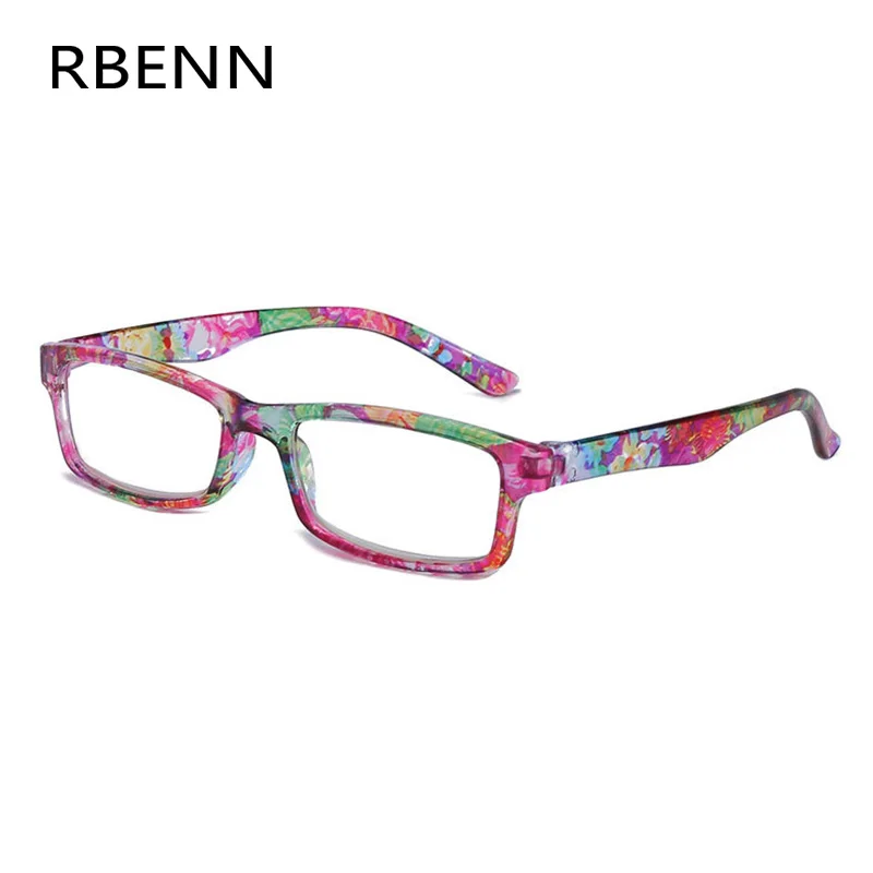 RBENN печатные очки для чтения Для женщин Пружинные шарниры прямоугольные очки для чтения для дальнозоркости+ 1,5 1,75 2,25 2,75 3,25 3,75 4,5 5,0