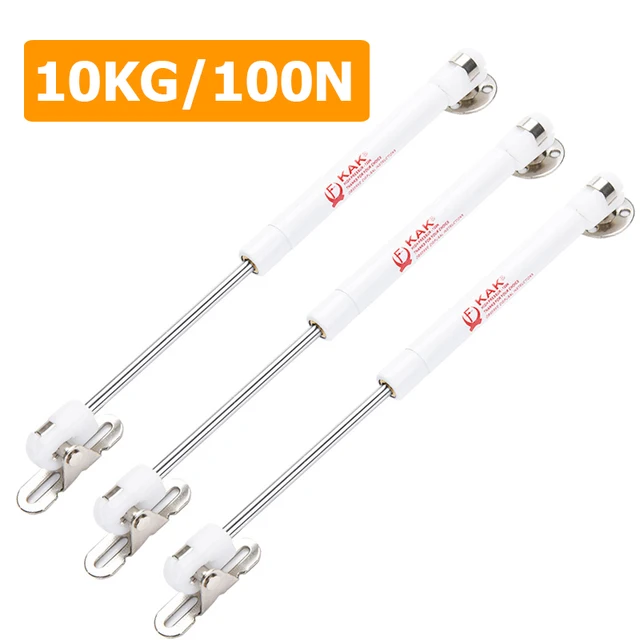 KAK 4 Pieces Soft Closing Cabinet Hinges 6kg to 10kg Bench Toy Box Lid Support Gas Strut  Kitchen Cupboard Door Support Hardware White 10KG x 3