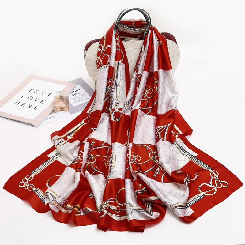 SNY004 wine red Модный великолепный шелковый шарф роскошный женский брендовый шарф для женщин шаль Пашмина высокое качество с принтом хиджаб обертывания 180*90 см - Цвет: SNY004 wine red
